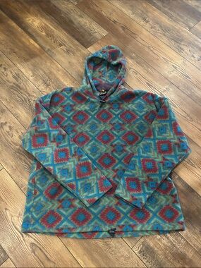 Vintage Malden Multicolor Geometric Teddy Jacket - Teal, Red, Blue